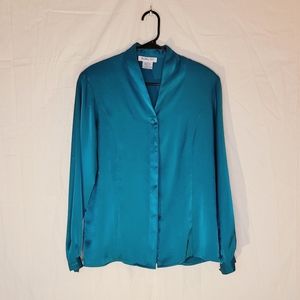 Vintage Talbots Turquoise Mandarin Neck Top